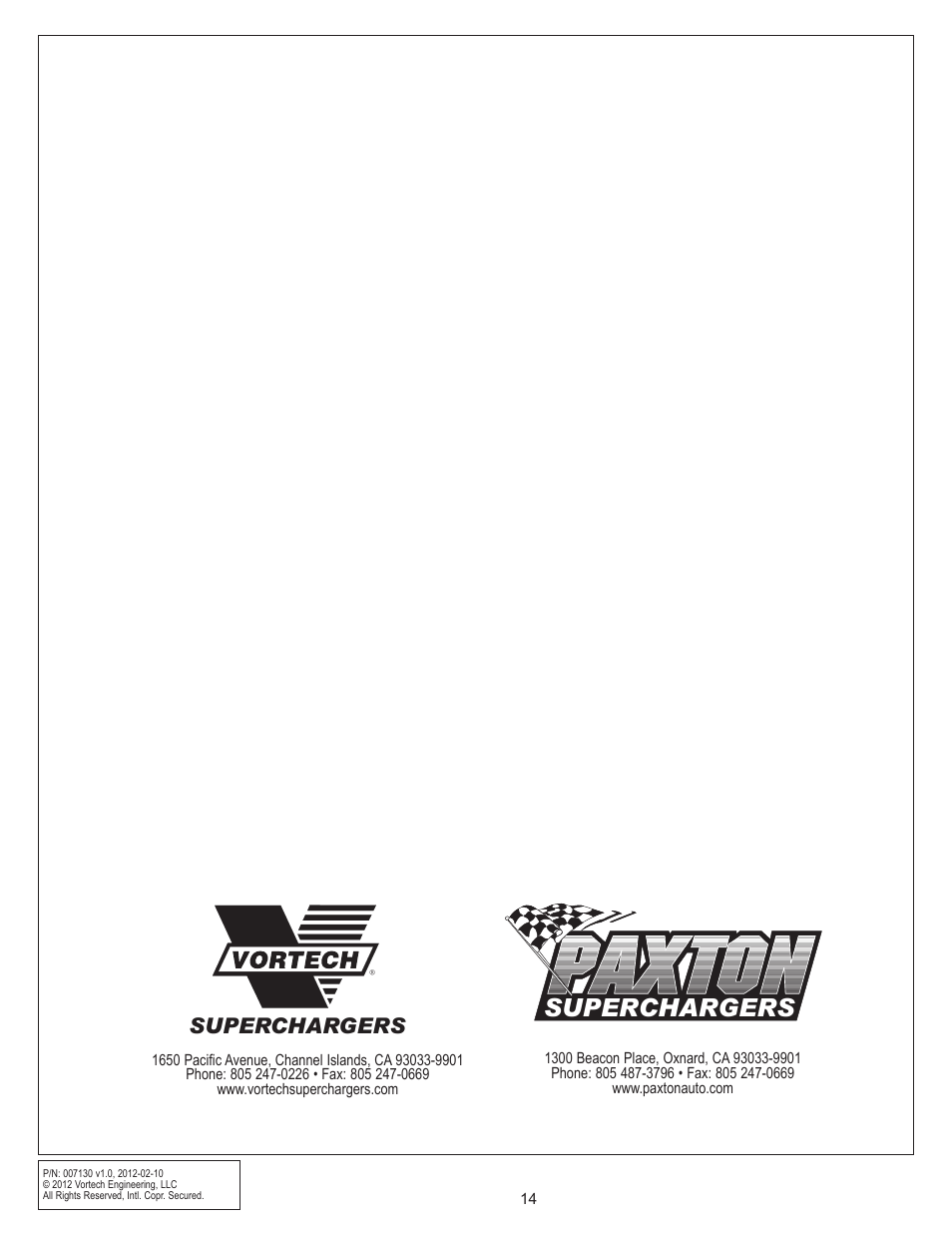 Superchargers | Vortech 8-Rib Drive Upgrade for 2011-2012 Mustang GT User Manual | Page 22 / 22