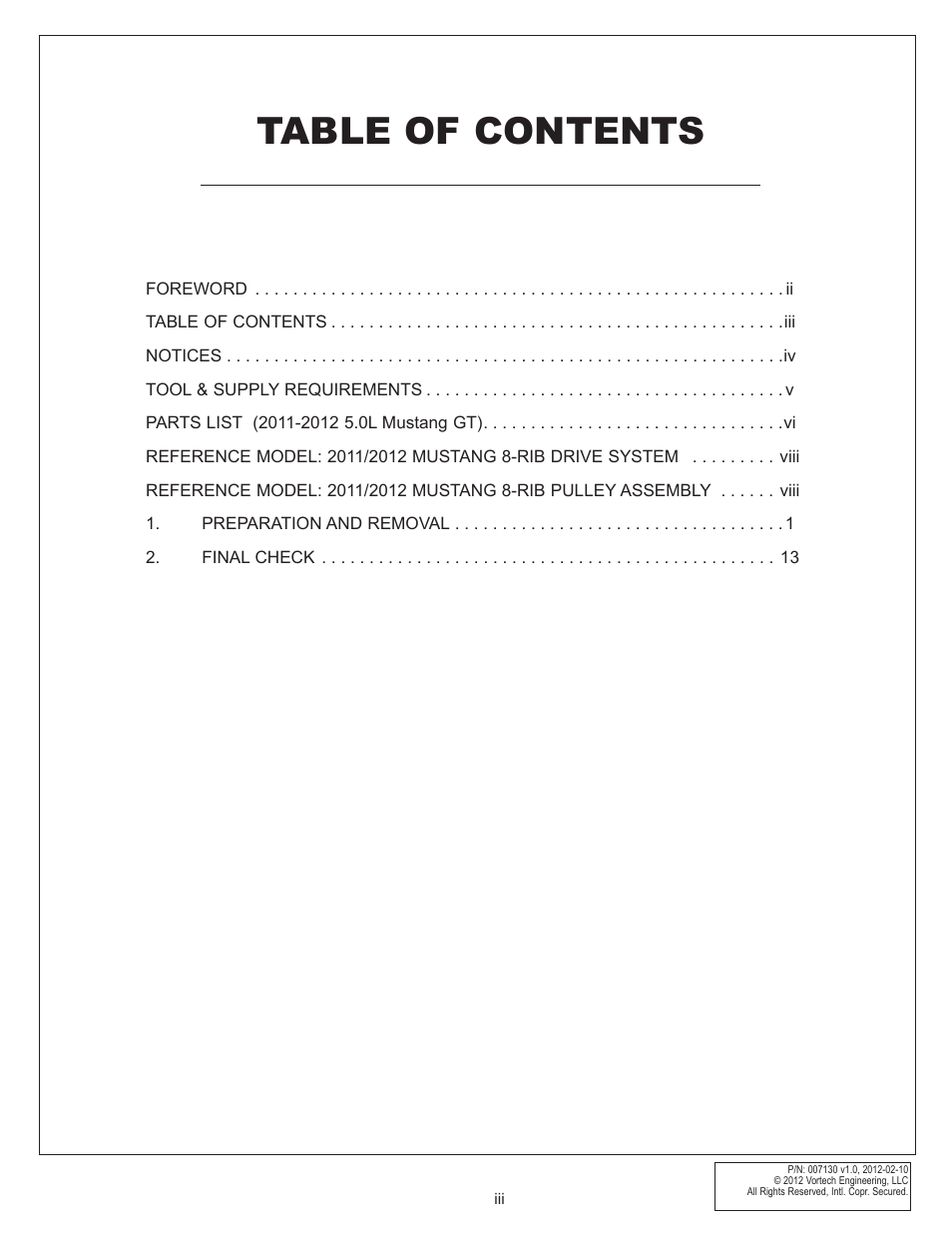 Vortech 8-Rib Drive Upgrade for 2011-2012 Mustang GT User Manual | Page 3 / 22