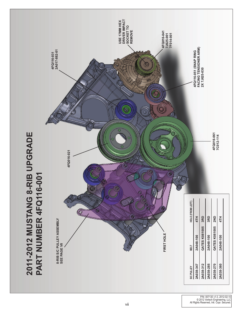 Vortech 8-Rib Drive Upgrade for 2011-2012 Mustang GT User Manual | Page 7 / 22