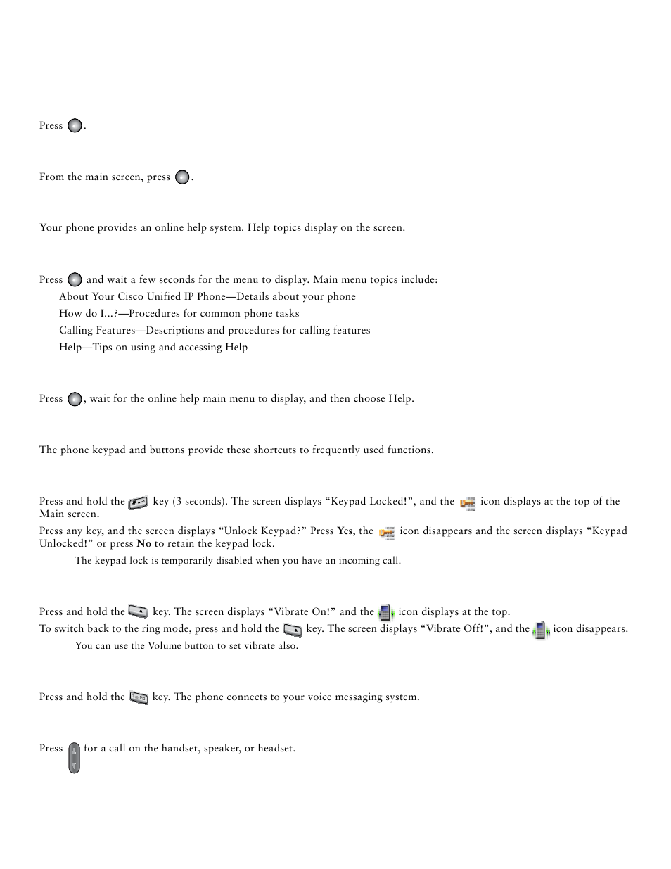 Help system, Phone buttons | Cisco Unified IP Phone 7921 User Manual | Page 13 / 28
