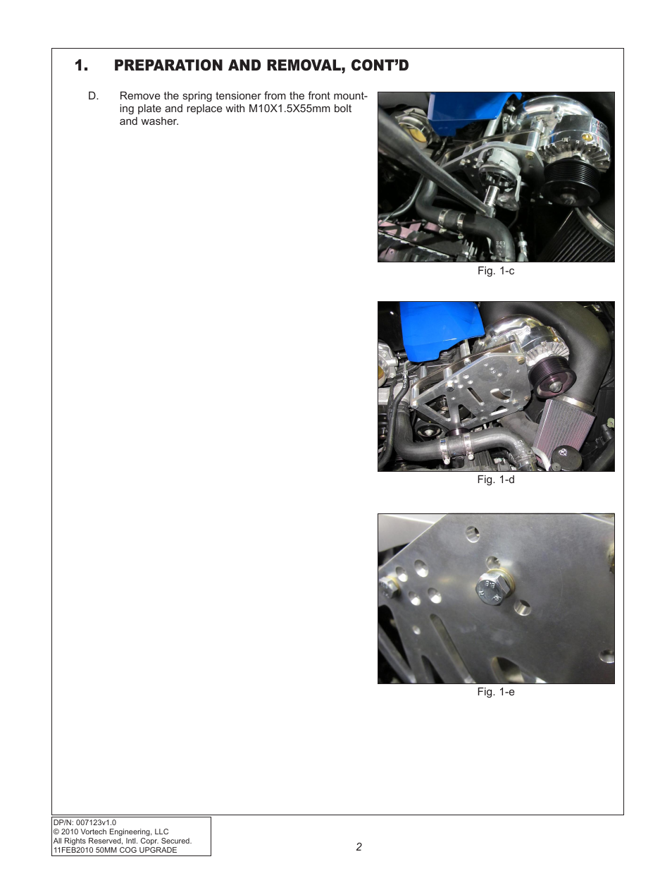 Preparation and removal, cont’d | Vortech Cog Drive Upgrade for 2010-2011 Camaro User Manual | Page 10 / 20