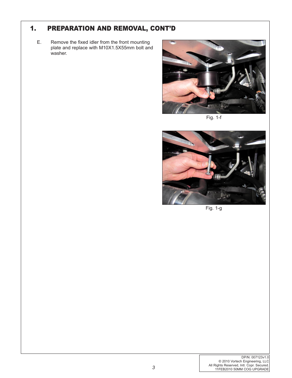 Preparation and removal, cont’d | Vortech Cog Drive Upgrade for 2010-2011 Camaro User Manual | Page 11 / 20
