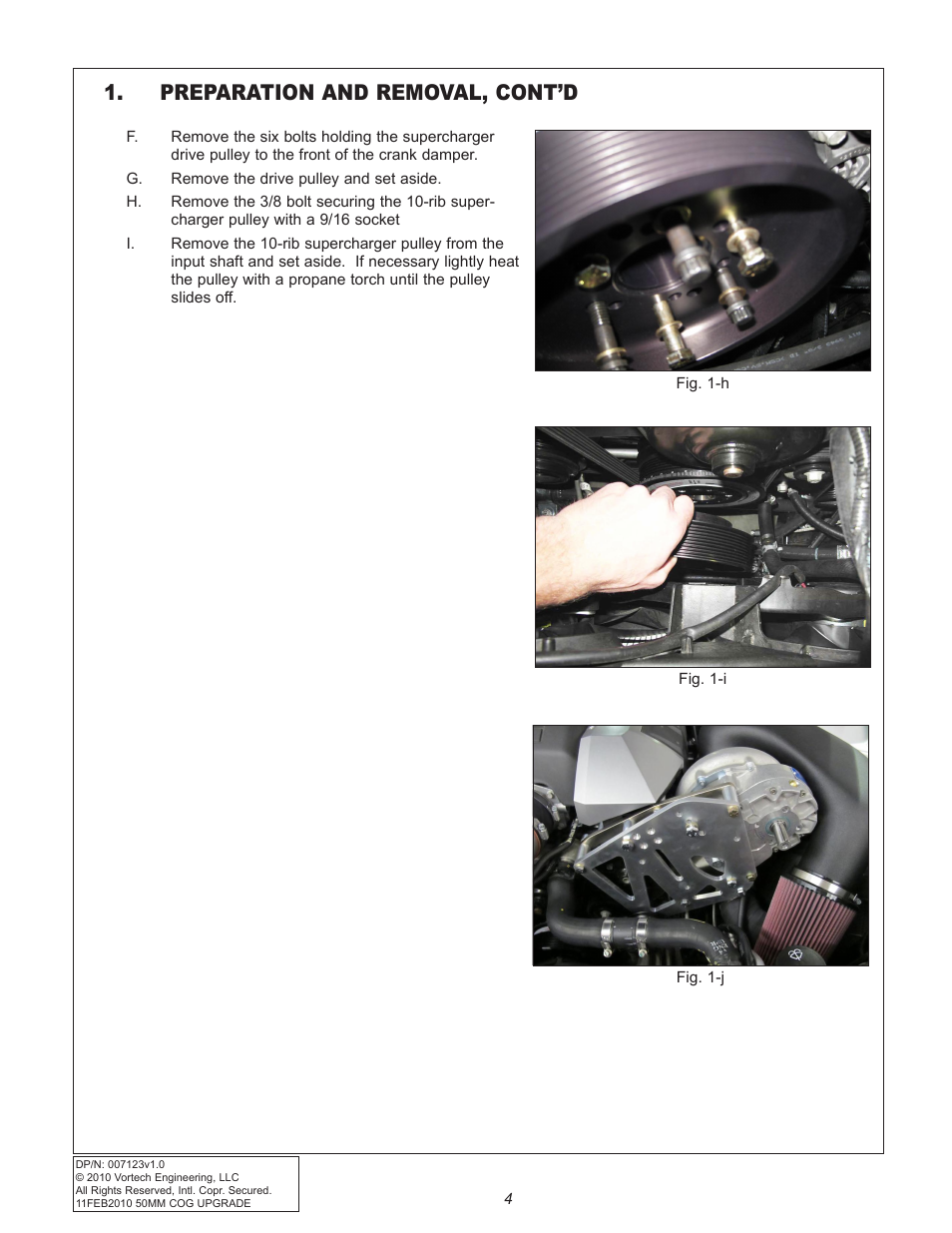 Preparation and removal, cont’d | Vortech Cog Drive Upgrade for 2010-2011 Camaro User Manual | Page 12 / 20