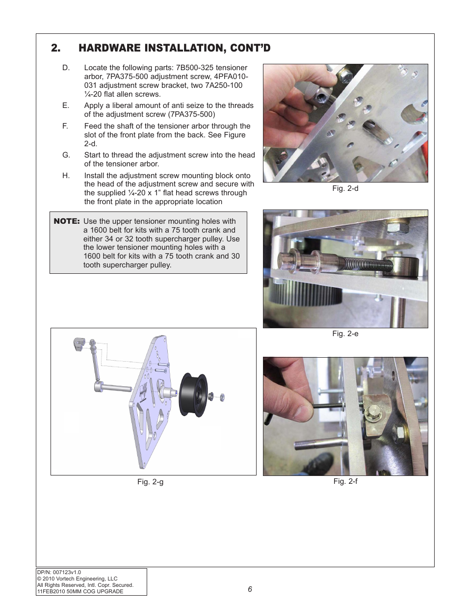 Hardware installation, cont’d | Vortech Cog Drive Upgrade for 2010-2011 Camaro User Manual | Page 14 / 20