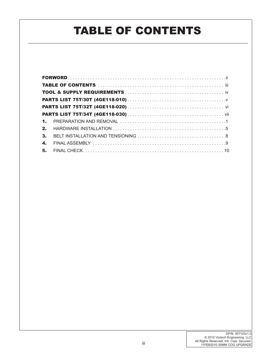 Vortech Cog Drive Upgrade for 2010-2011 Camaro User Manual | Page 3 / 20