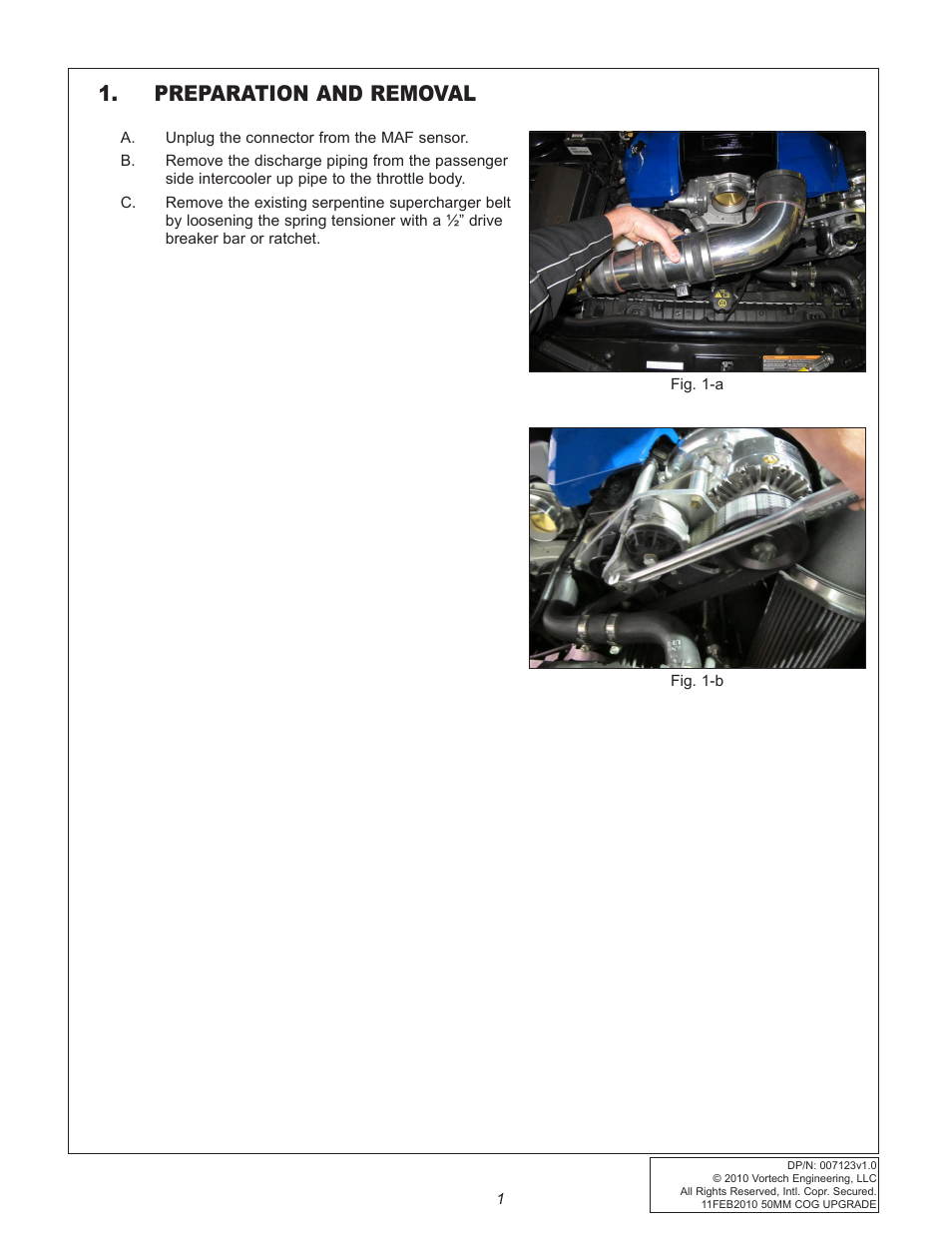 Preparation and removal | Vortech Cog Drive Upgrade for 2010-2011 Camaro User Manual | Page 9 / 20