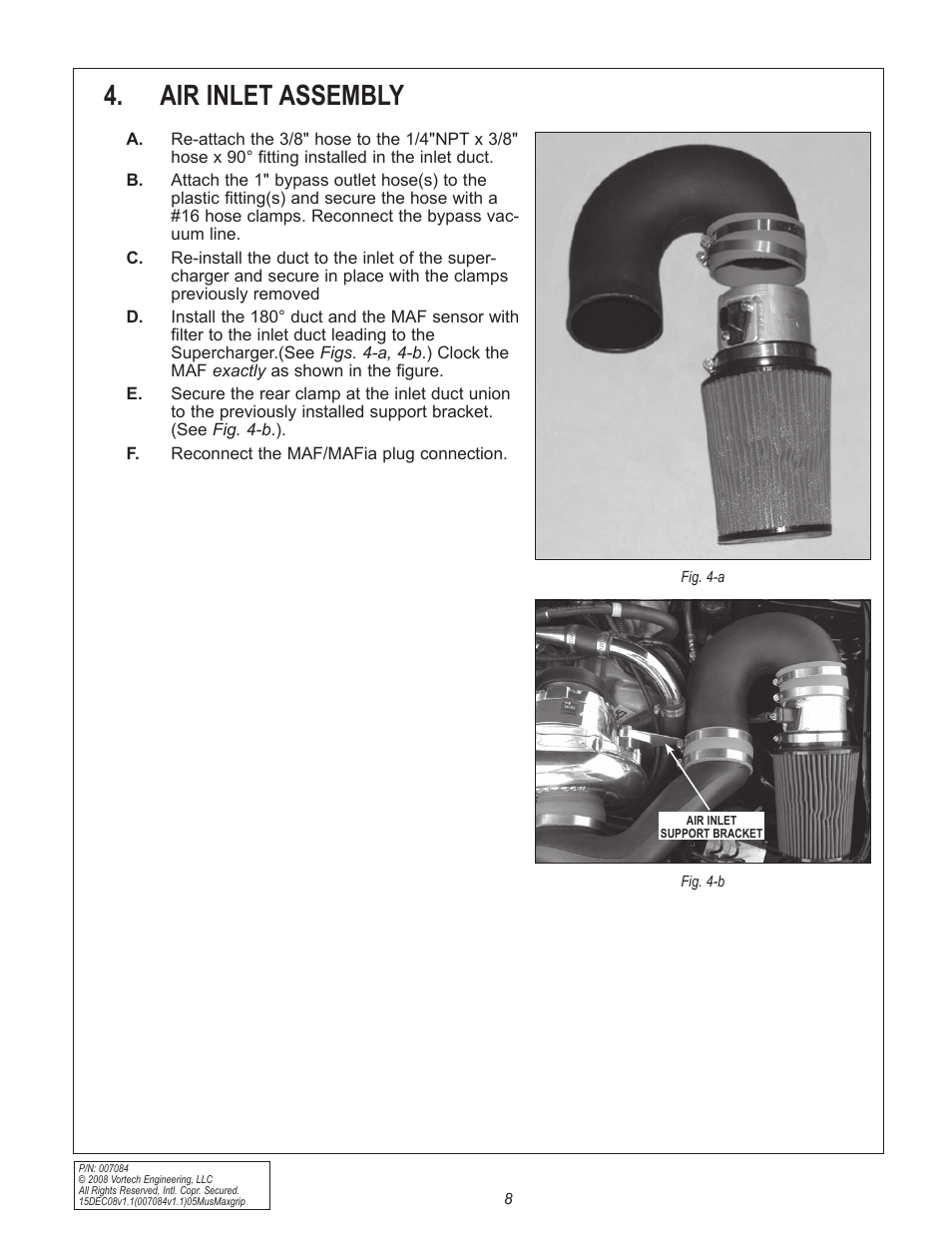 Air inlet assembly | Vortech 8-Rib Drive Upgrade for 2005-2009 Mustang GT User Manual | Page 14 / 16