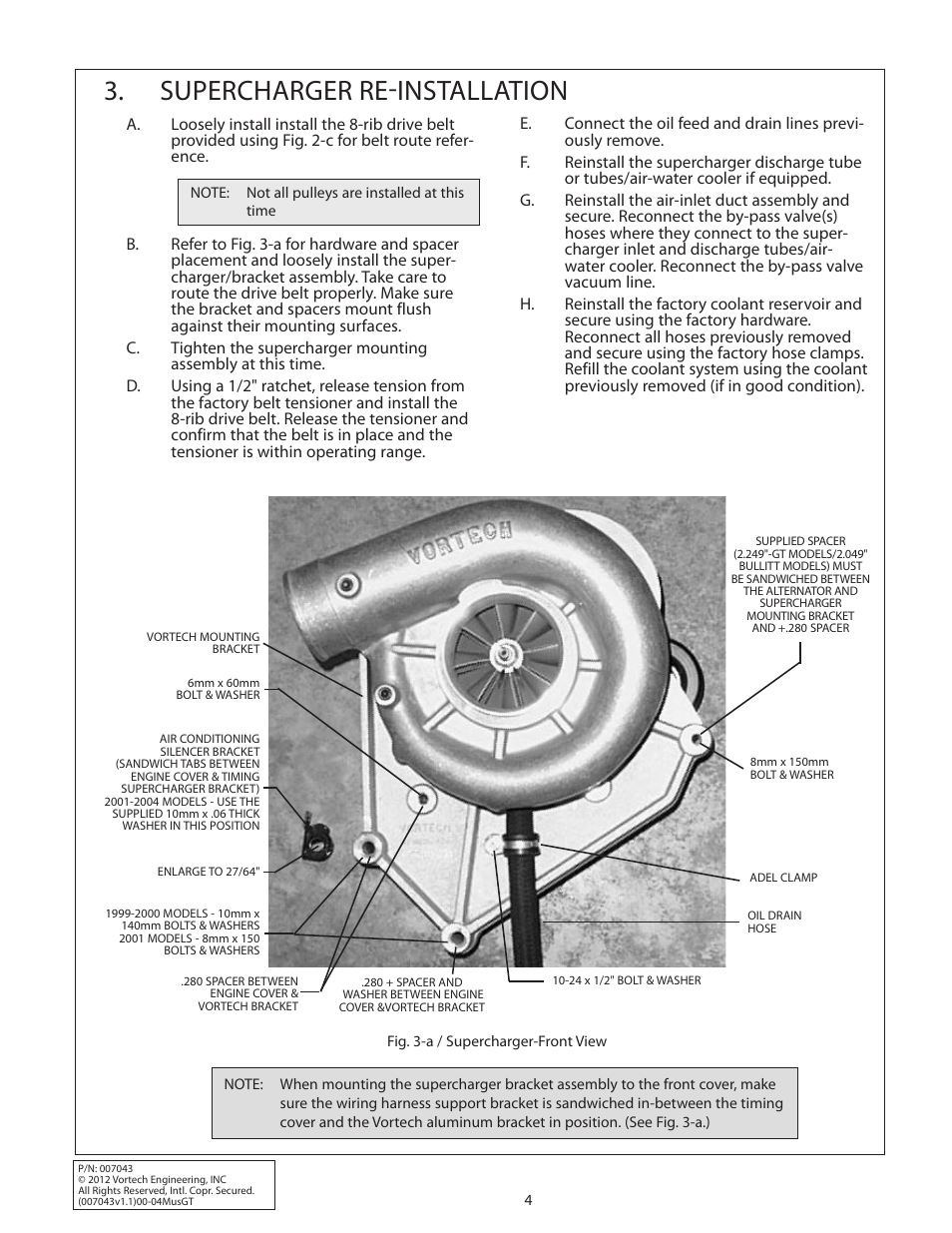 Supercharger re-installation | Vortech 8-Rib Drive Upgrade for 2000-2004 Mustang GT User Manual | Page 10 / 12
