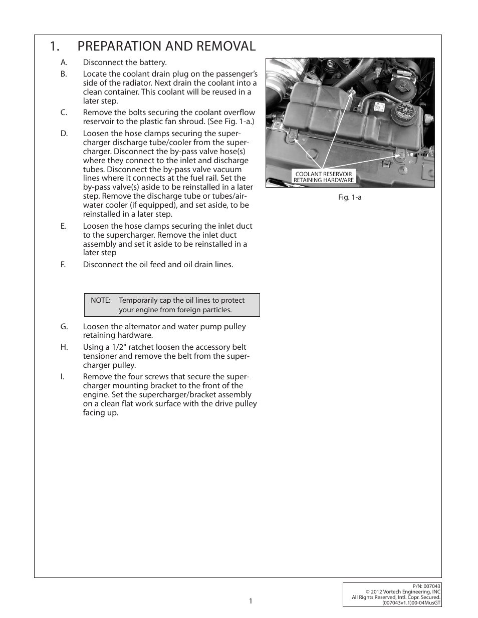 Preparation and removal | Vortech 8-Rib Drive Upgrade for 2000-2004 Mustang GT User Manual | Page 7 / 12