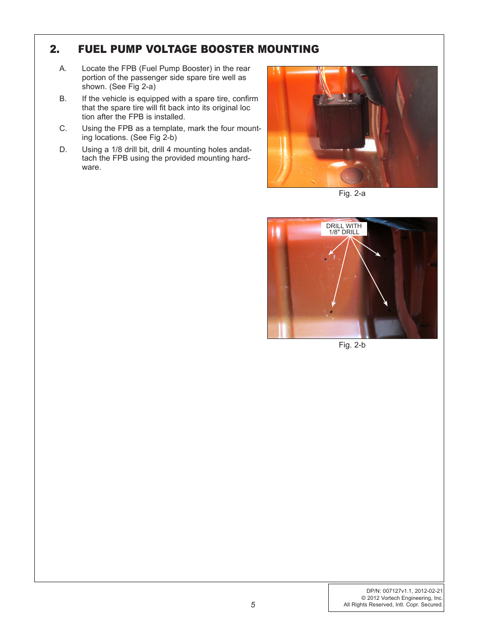 Fuel pump voltage booster mounting | Vortech Maxflo Fuel Pump Booster (FPB) for 2011-2012 Mustang User Manual | Page 11 / 19