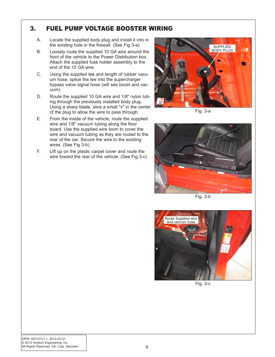Fuel pump voltage booster wiring | Vortech Maxflo Fuel Pump Booster (FPB) for 2011-2012 Mustang User Manual | Page 12 / 19