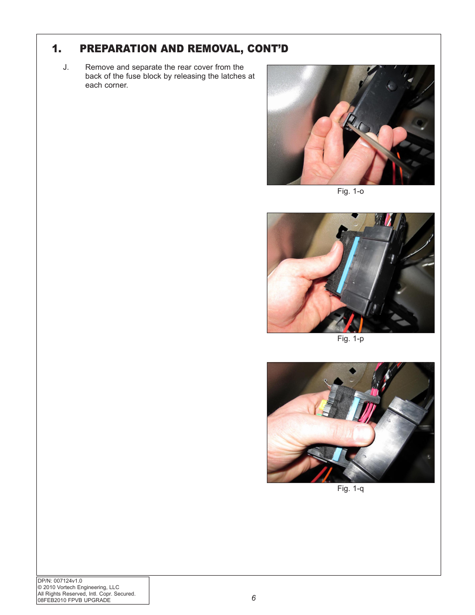 Preparation and removal, cont’d | Vortech 2010+ Camaro Fuel Pump Voltage Booster User Manual | Page 12 / 20