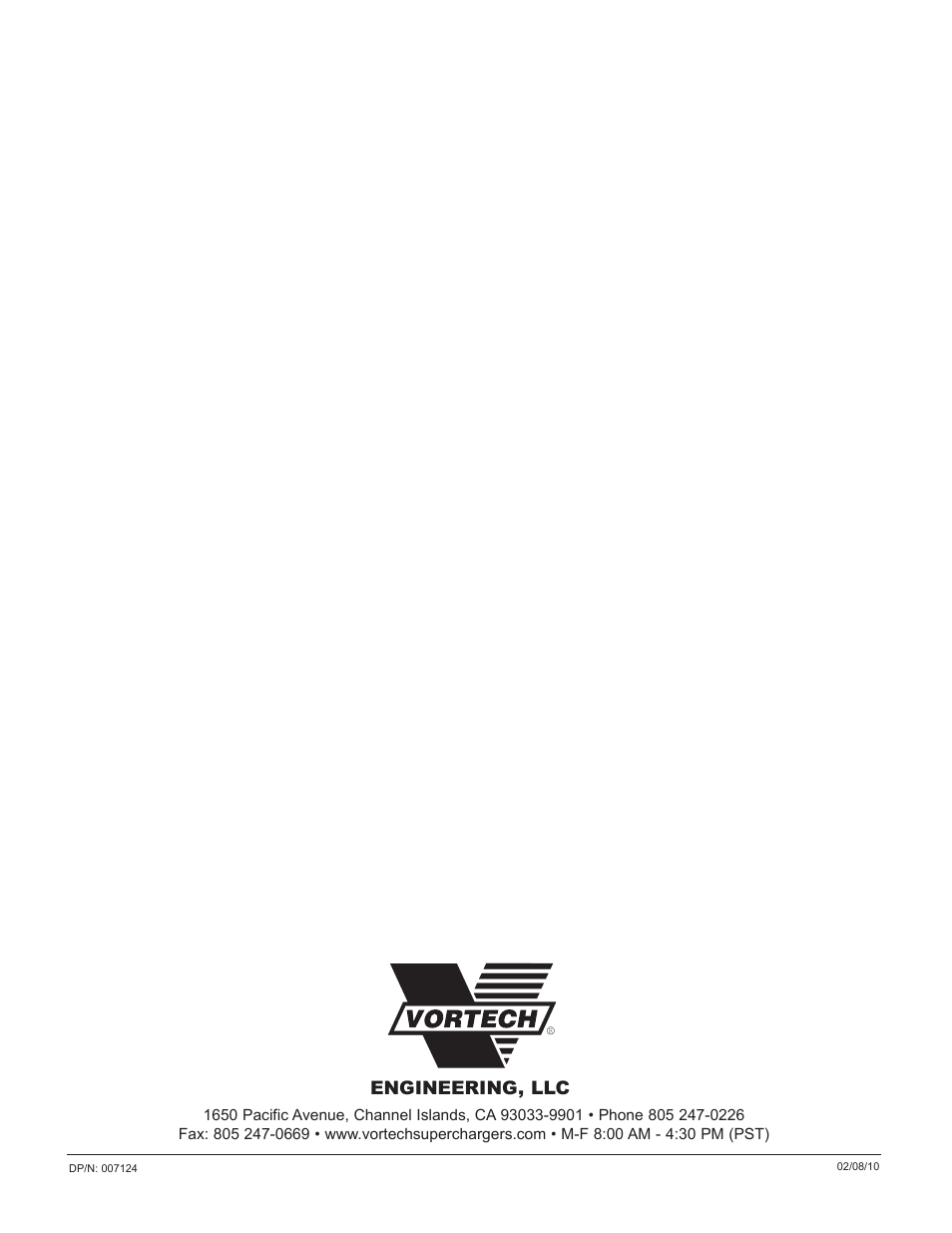 Engineering, llc | Vortech 2010+ Camaro Fuel Pump Voltage Booster User Manual | Page 20 / 20