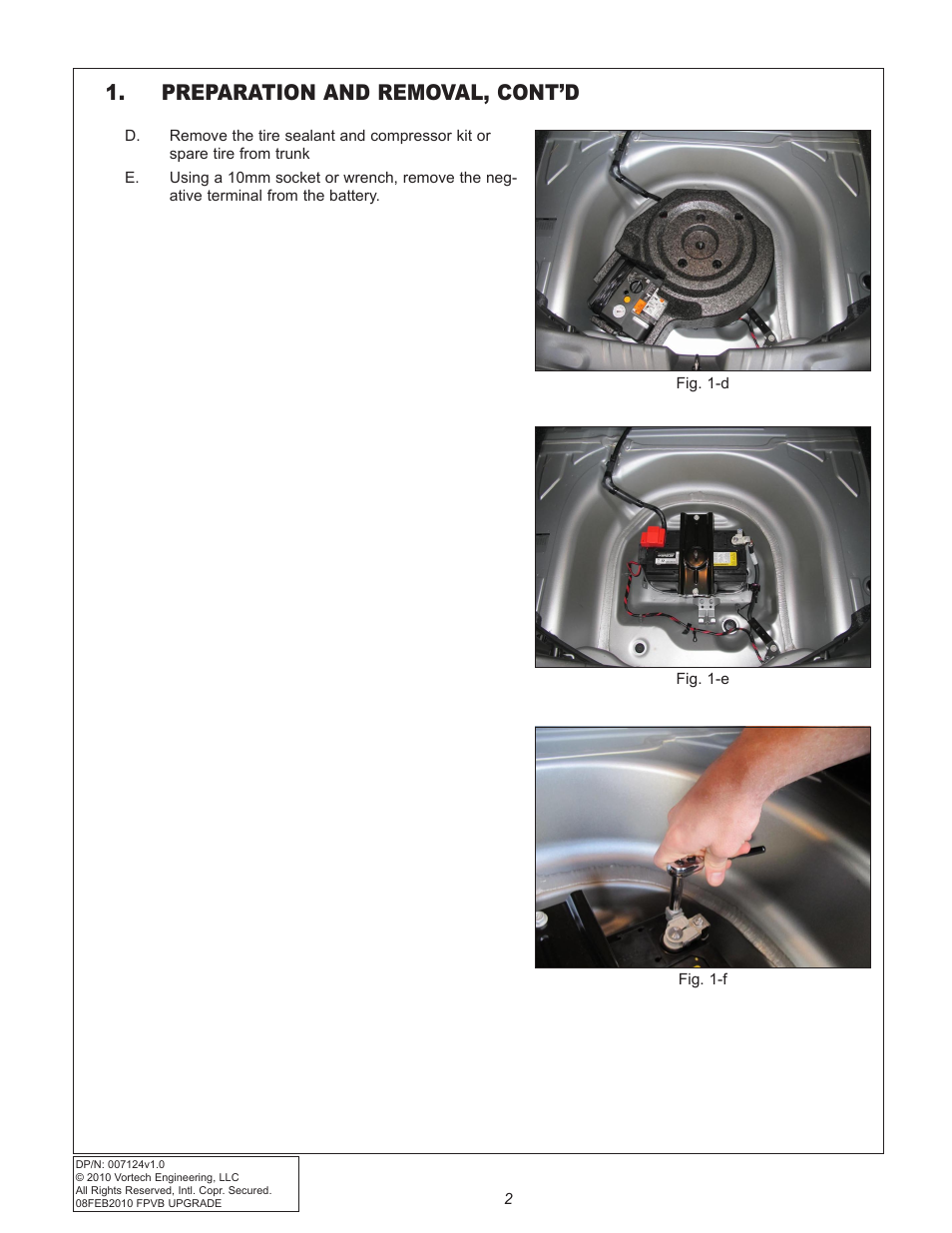 Preparation and removal, cont’d | Vortech 2010+ Camaro Fuel Pump Voltage Booster User Manual | Page 8 / 20