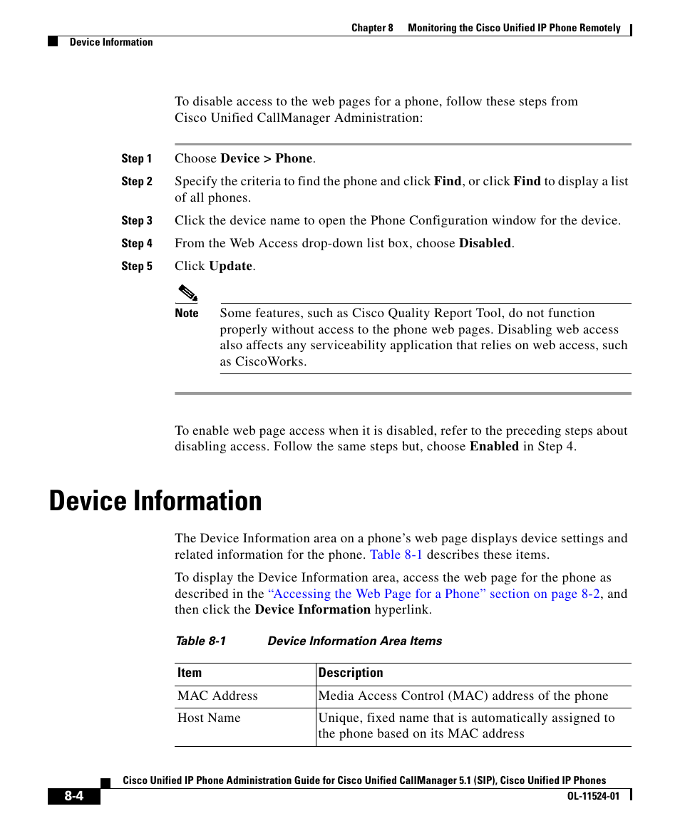 Device information, Device information” section on | Cisco OL-11524-01 User Manual | Page 4 / 20