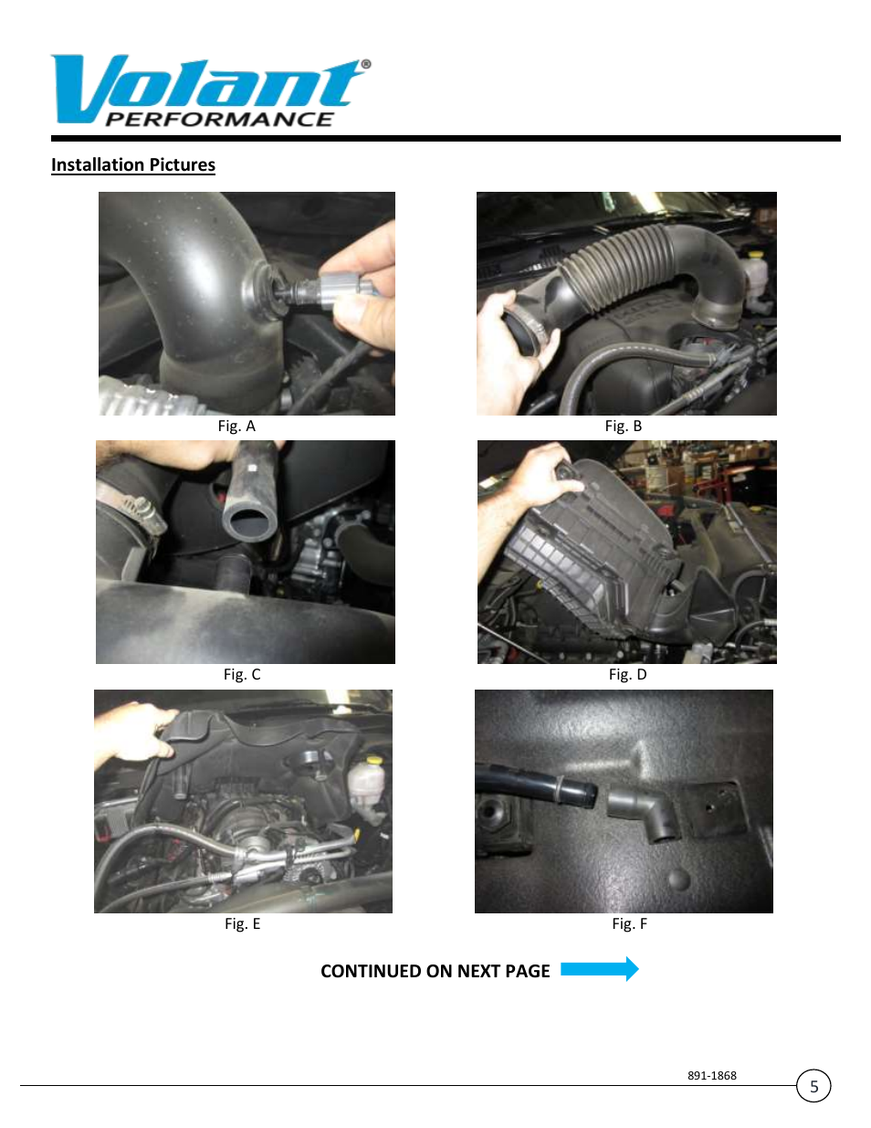 Installation pictures, Continued on next page | Volant Ram User Manual | Page 5 / 8