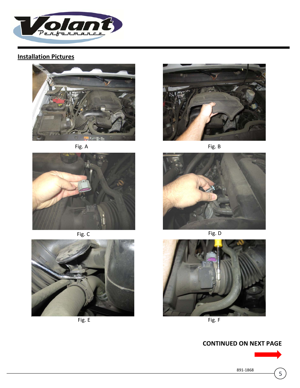 Installation pictures, Continued on next page | Volant Yukon XL 1500 User Manual | Page 5 / 10