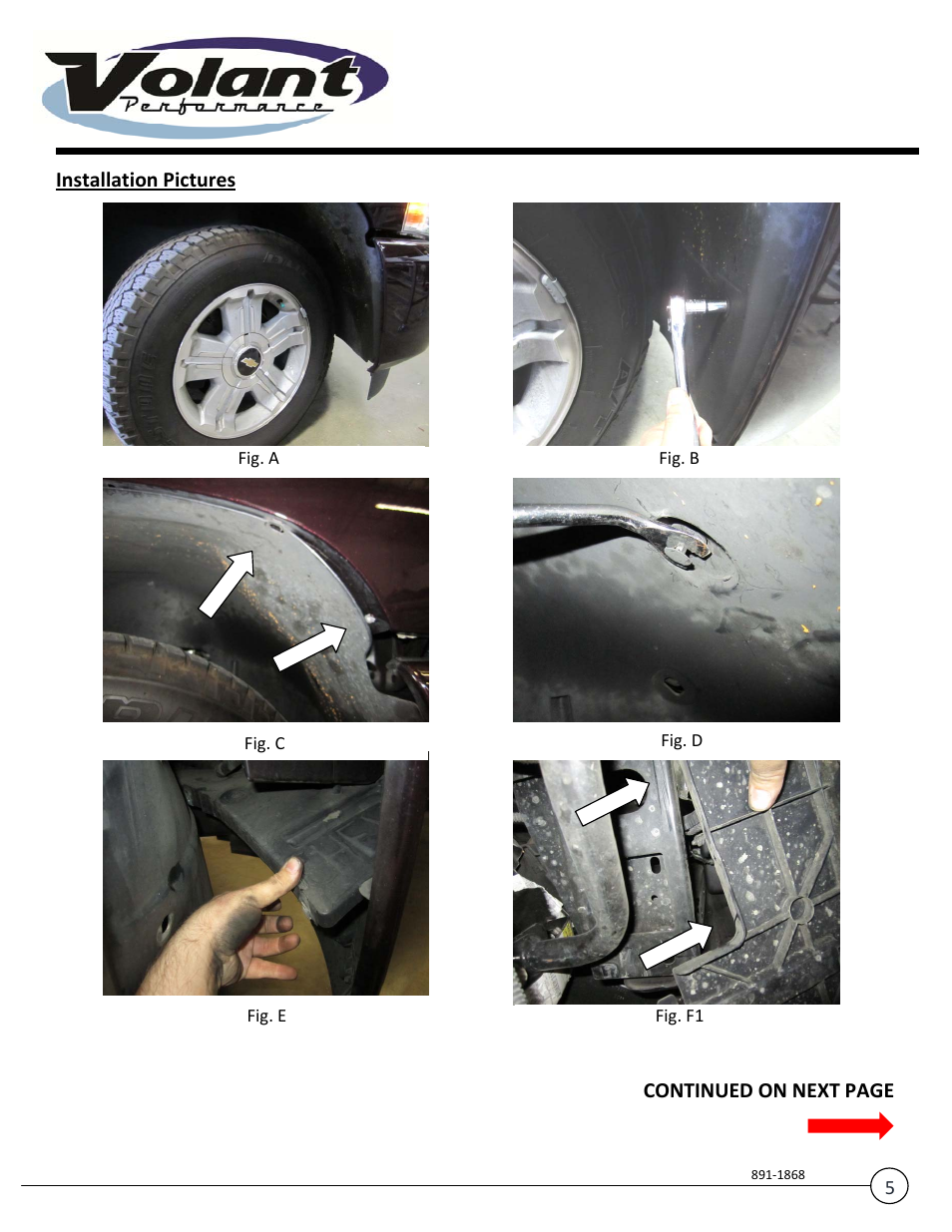 Installation pictures, Continued on next page | Volant Sierra User Manual | Page 5 / 9