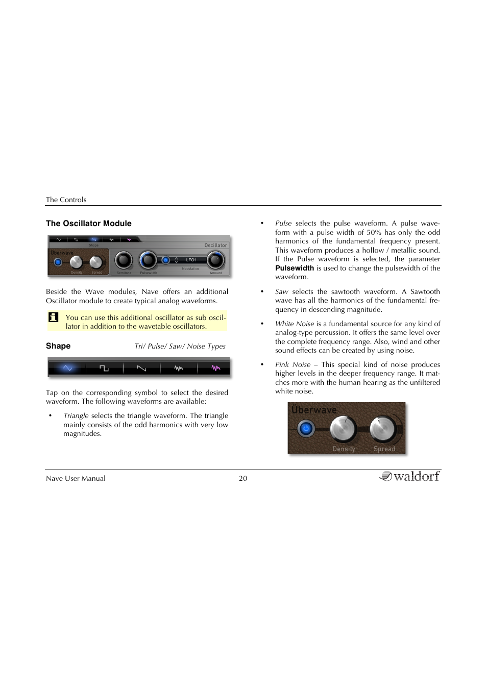 The oscillator module | Waldorf Nave User Manual | Page 20 / 72