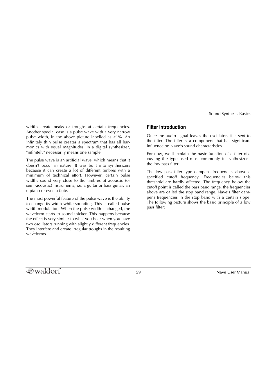 Filter introduction | Waldorf Nave User Manual | Page 59 / 72