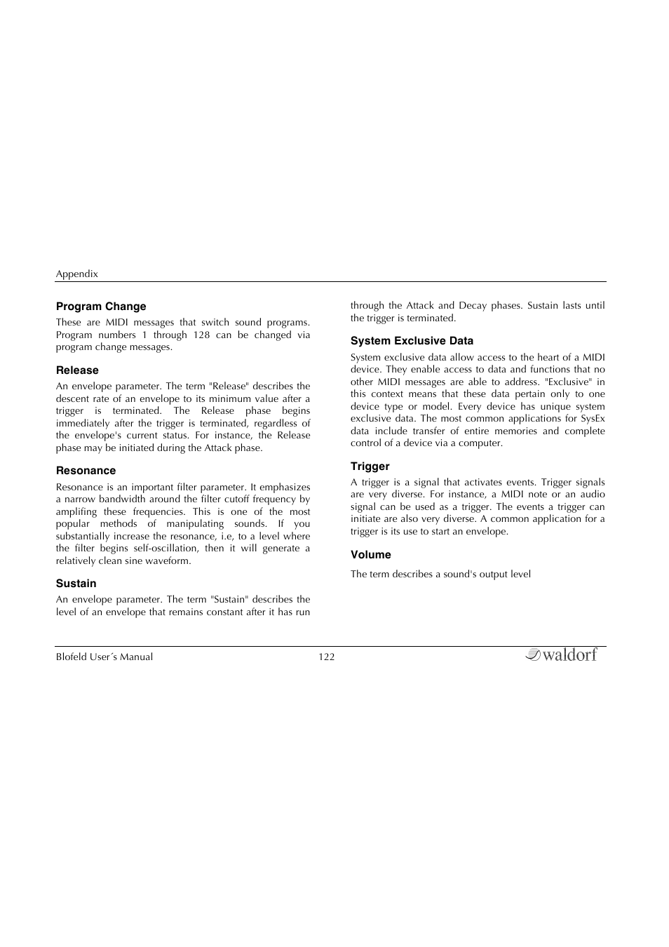 Waldorf Blofeld Keyboard User Manual | Page 122 / 128