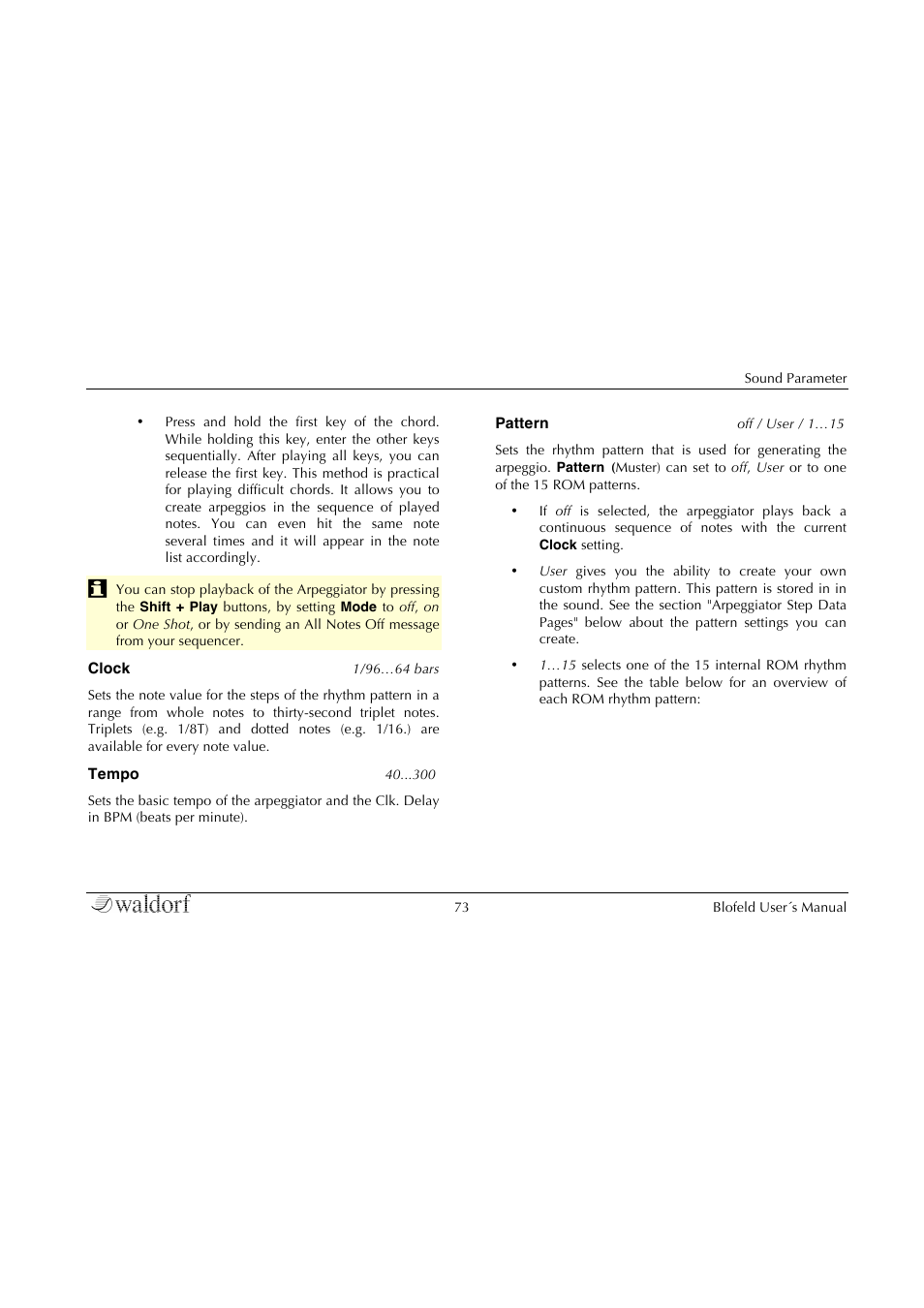 Waldorf Blofeld Keyboard User Manual | Page 73 / 128