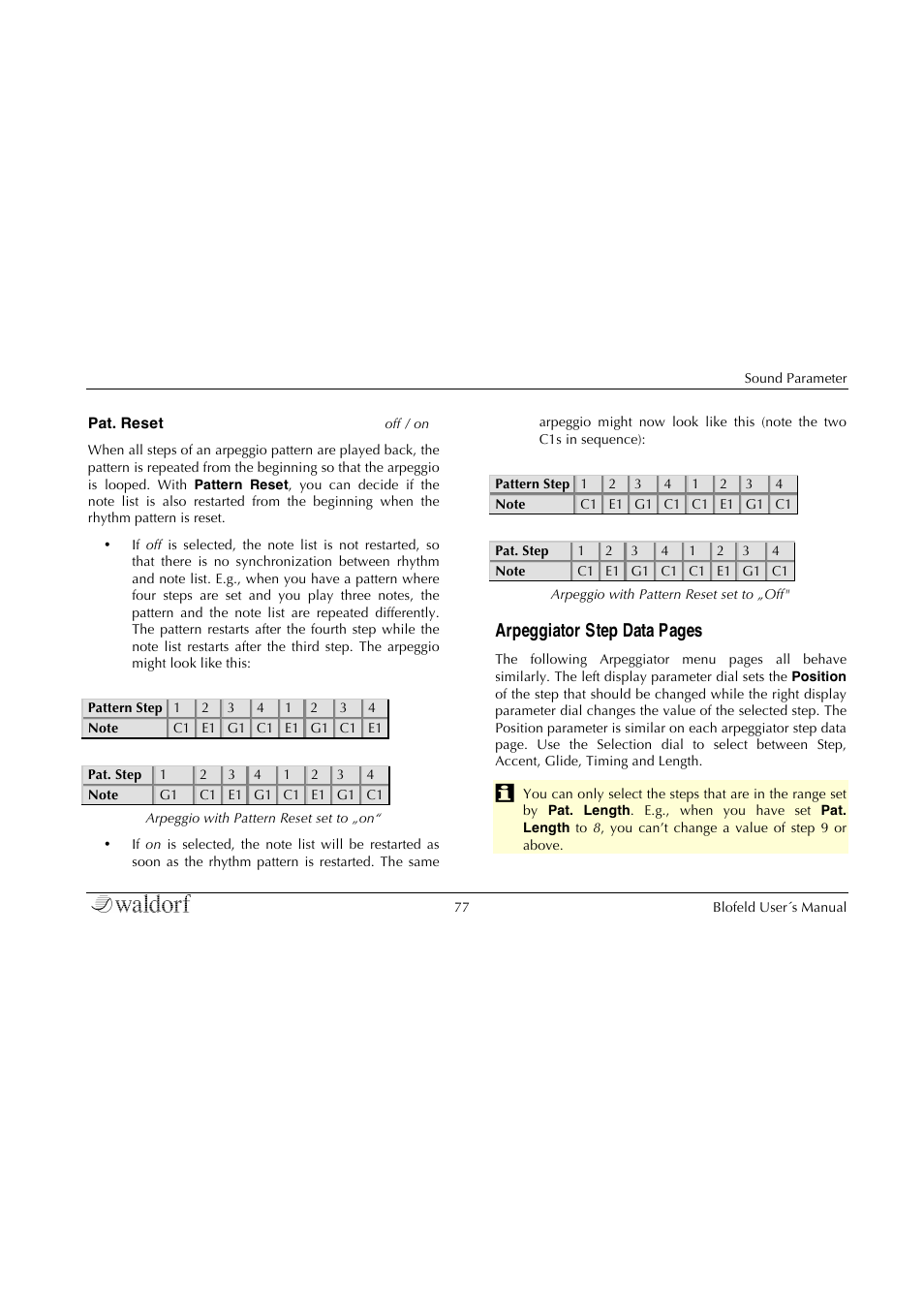 Arpeggiator step data pages | Waldorf Blofeld Keyboard User Manual | Page 77 / 128