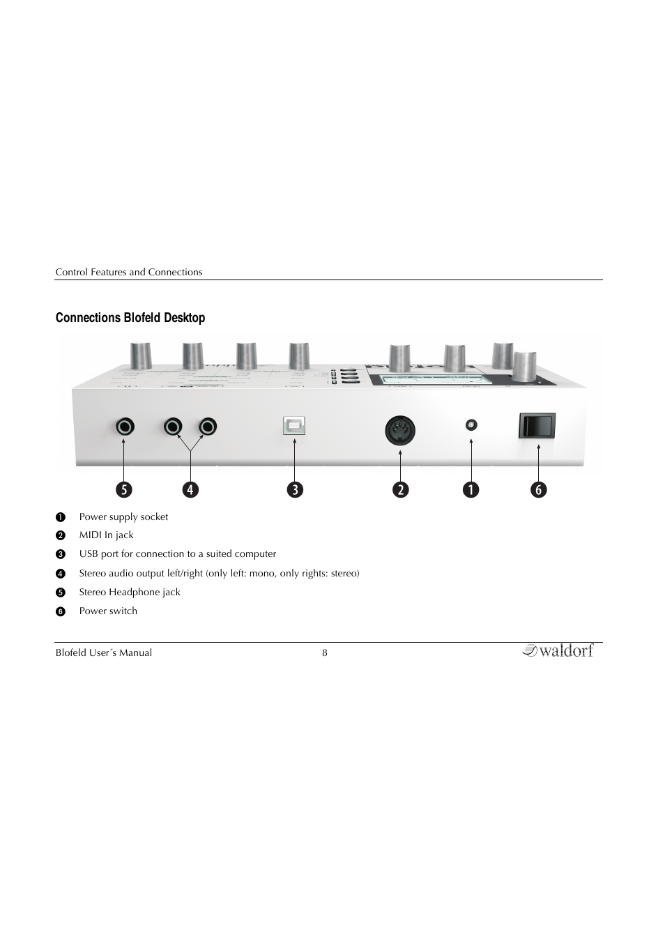 Connections blofeld desktop | Waldorf Blofeld Keyboard User Manual | Page 8 / 128