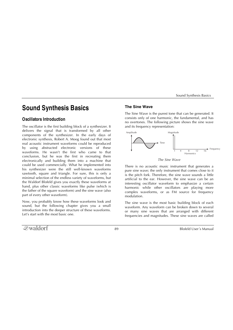 Sound synthesis basics, Oscillators introduction | Waldorf Blofeld Keyboard User Manual | Page 89 / 128