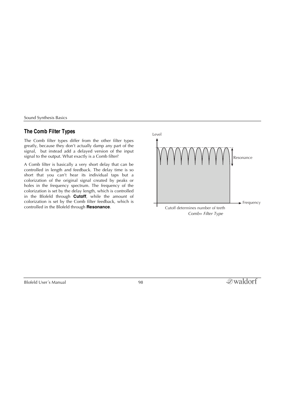 The comb filter types | Waldorf Blofeld Keyboard User Manual | Page 98 / 128