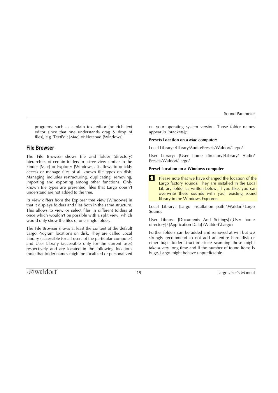 File browser | Waldorf Largo User Manual | Page 19 / 99