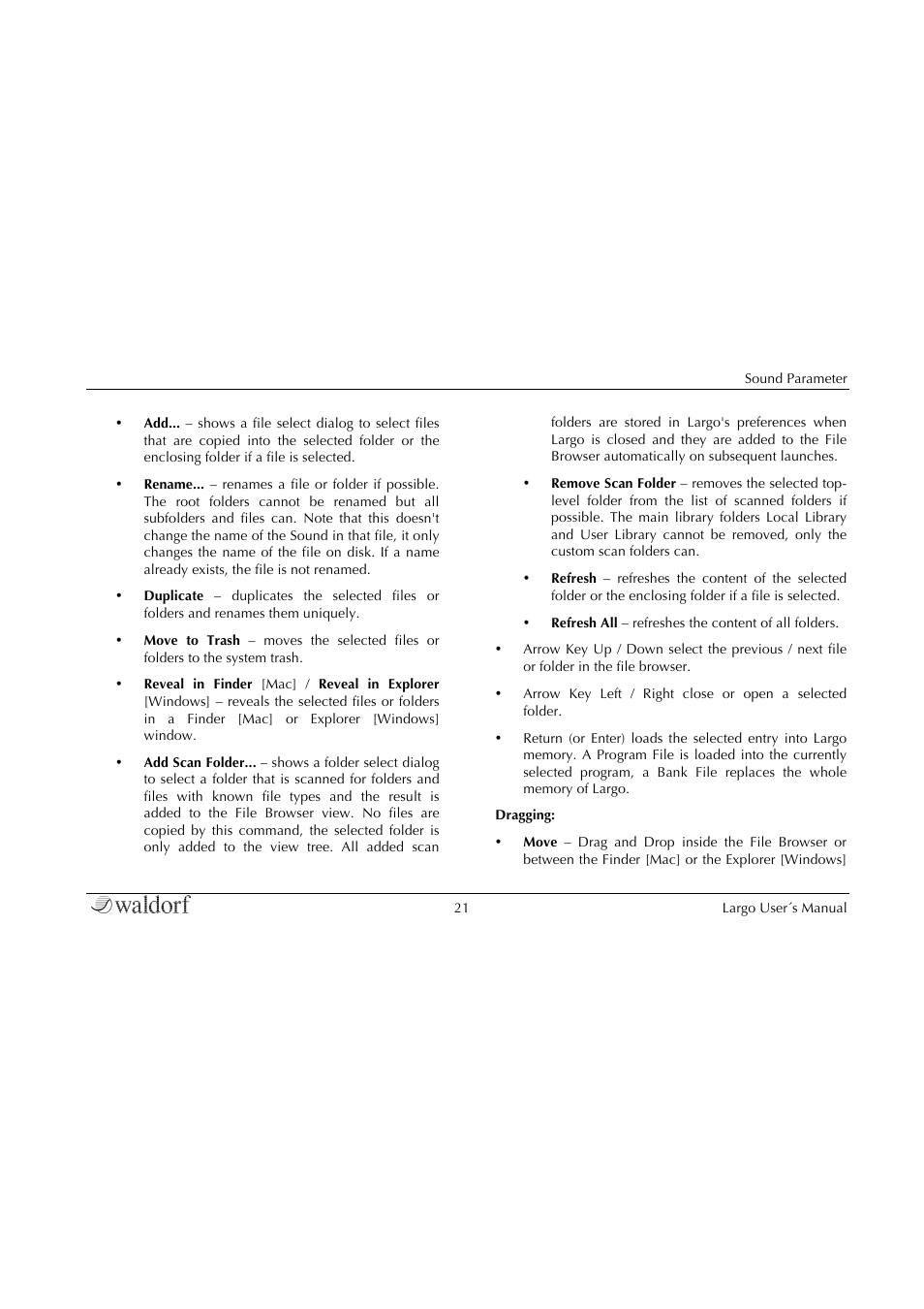 Waldorf Largo User Manual | Page 21 / 99