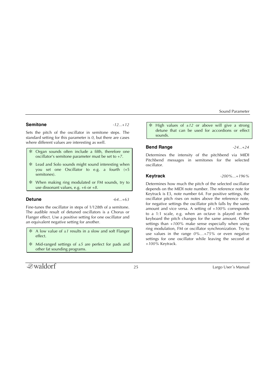 Waldorf Largo User Manual | Page 25 / 99