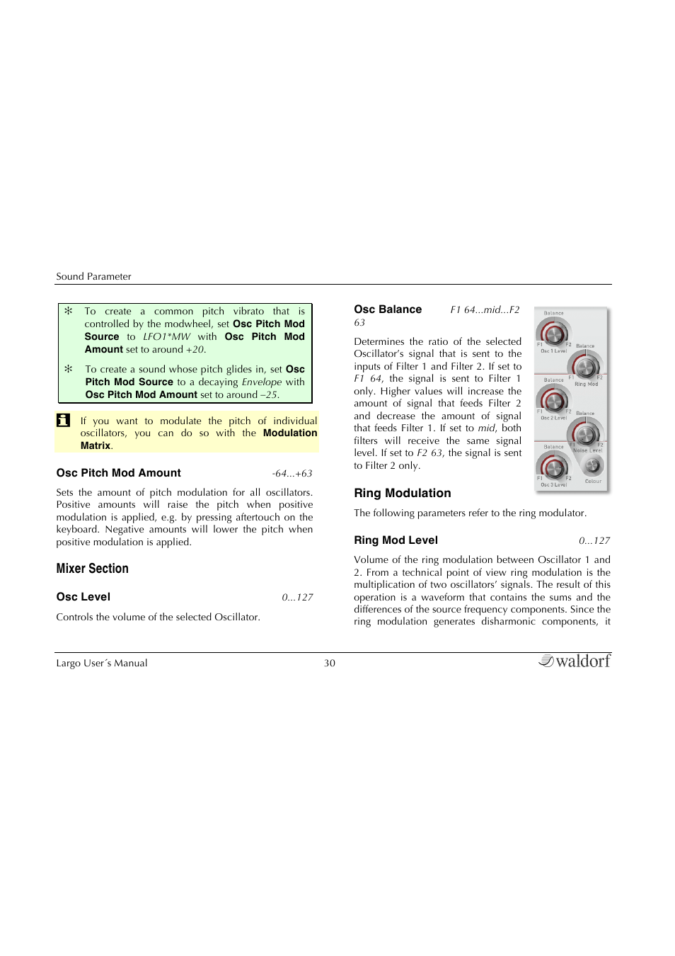 Mixer section | Waldorf Largo User Manual | Page 30 / 99