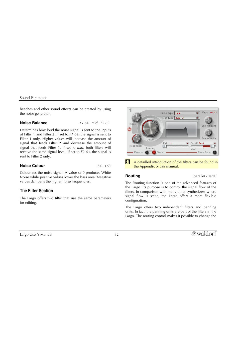 The filter section | Waldorf Largo User Manual | Page 32 / 99