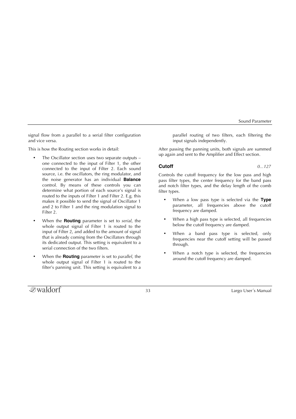 Waldorf Largo User Manual | Page 33 / 99