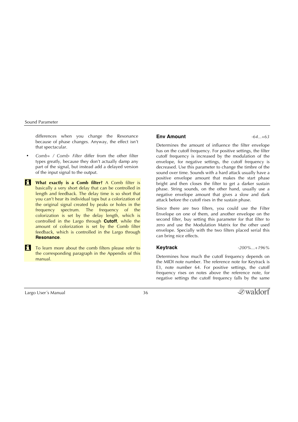 Waldorf Largo User Manual | Page 36 / 99
