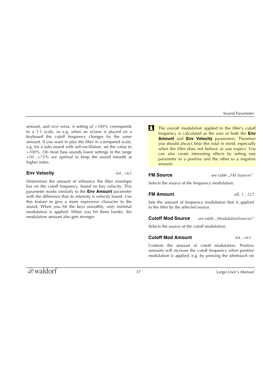 Waldorf Largo User Manual | Page 37 / 99
