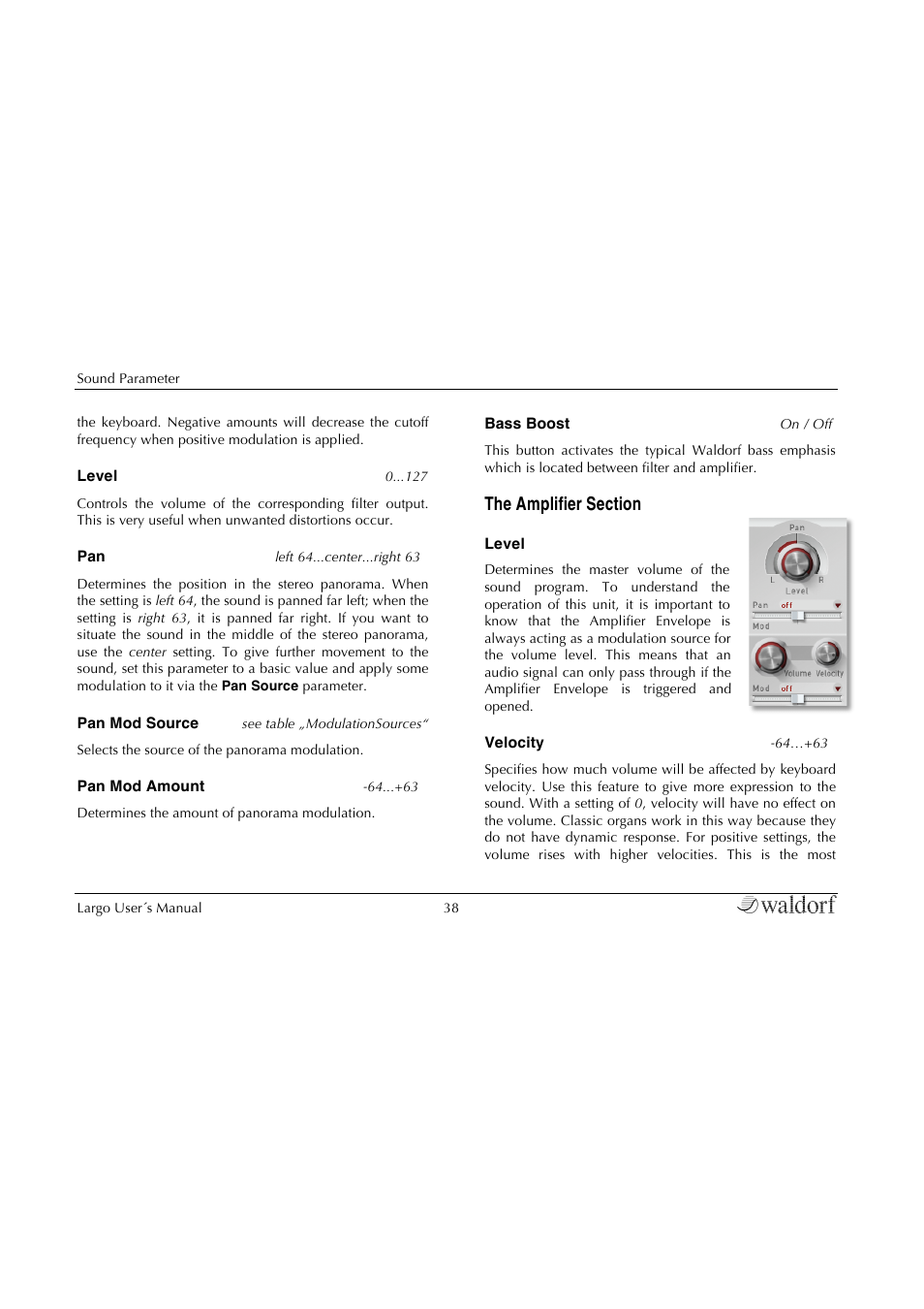 The amplifier section | Waldorf Largo User Manual | Page 38 / 99