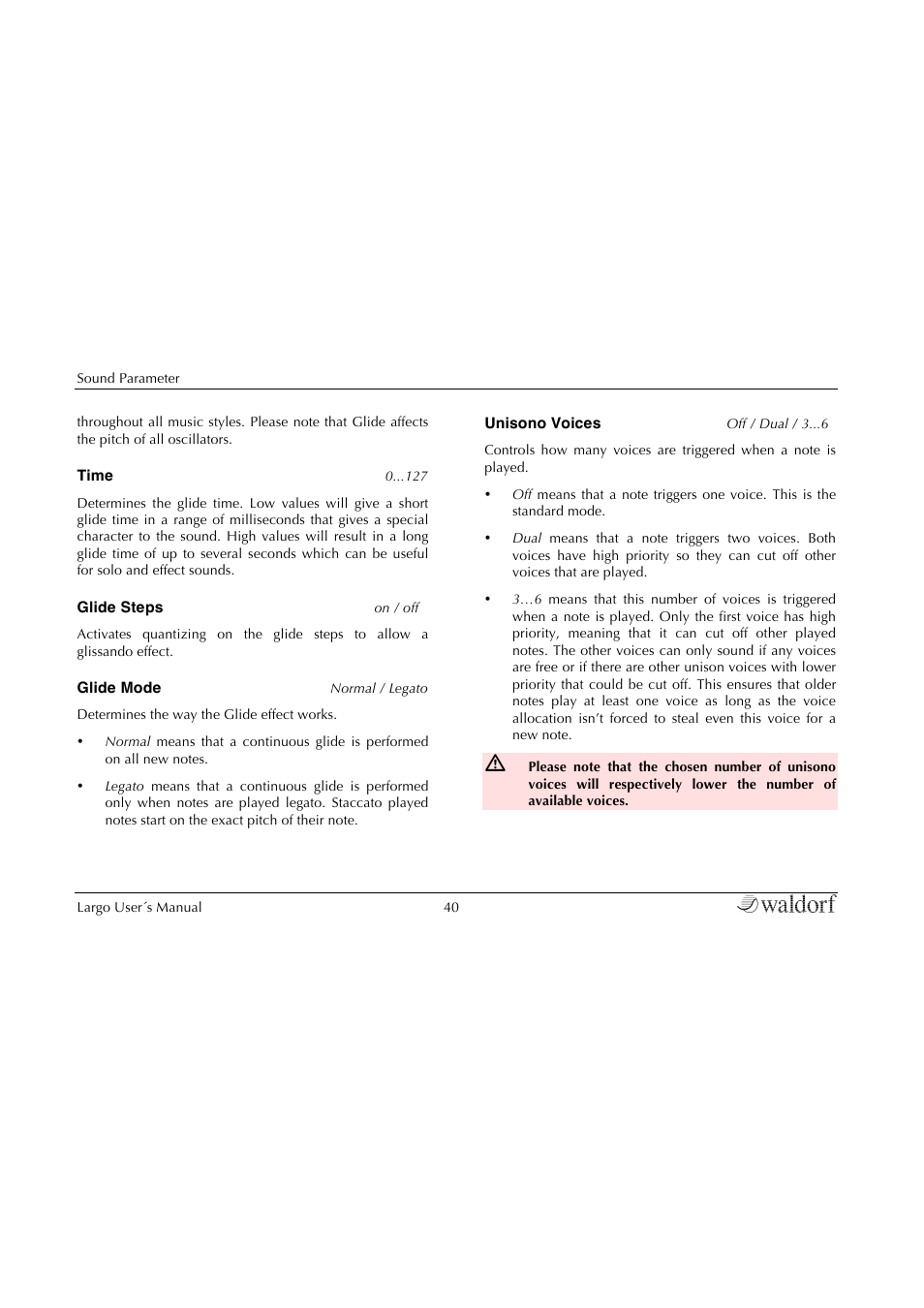 Waldorf Largo User Manual | Page 40 / 99