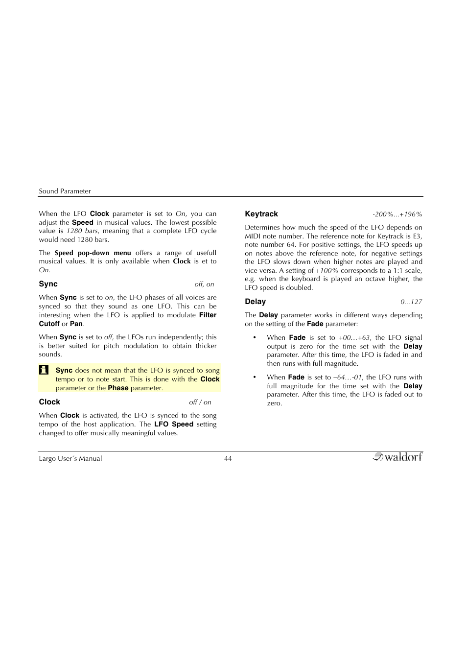 Waldorf Largo User Manual | Page 44 / 99