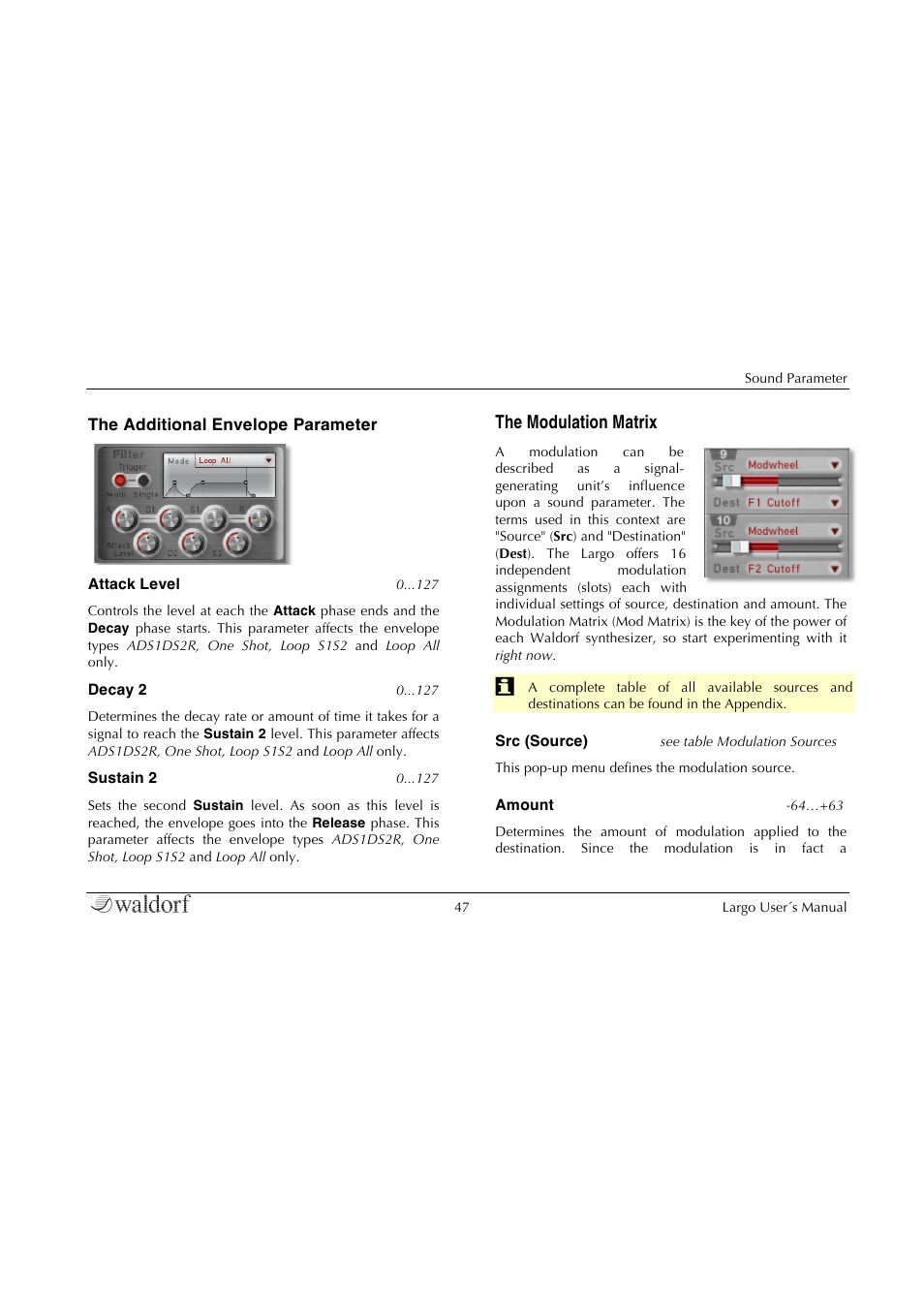 The modulation matrix | Waldorf Largo User Manual | Page 47 / 99