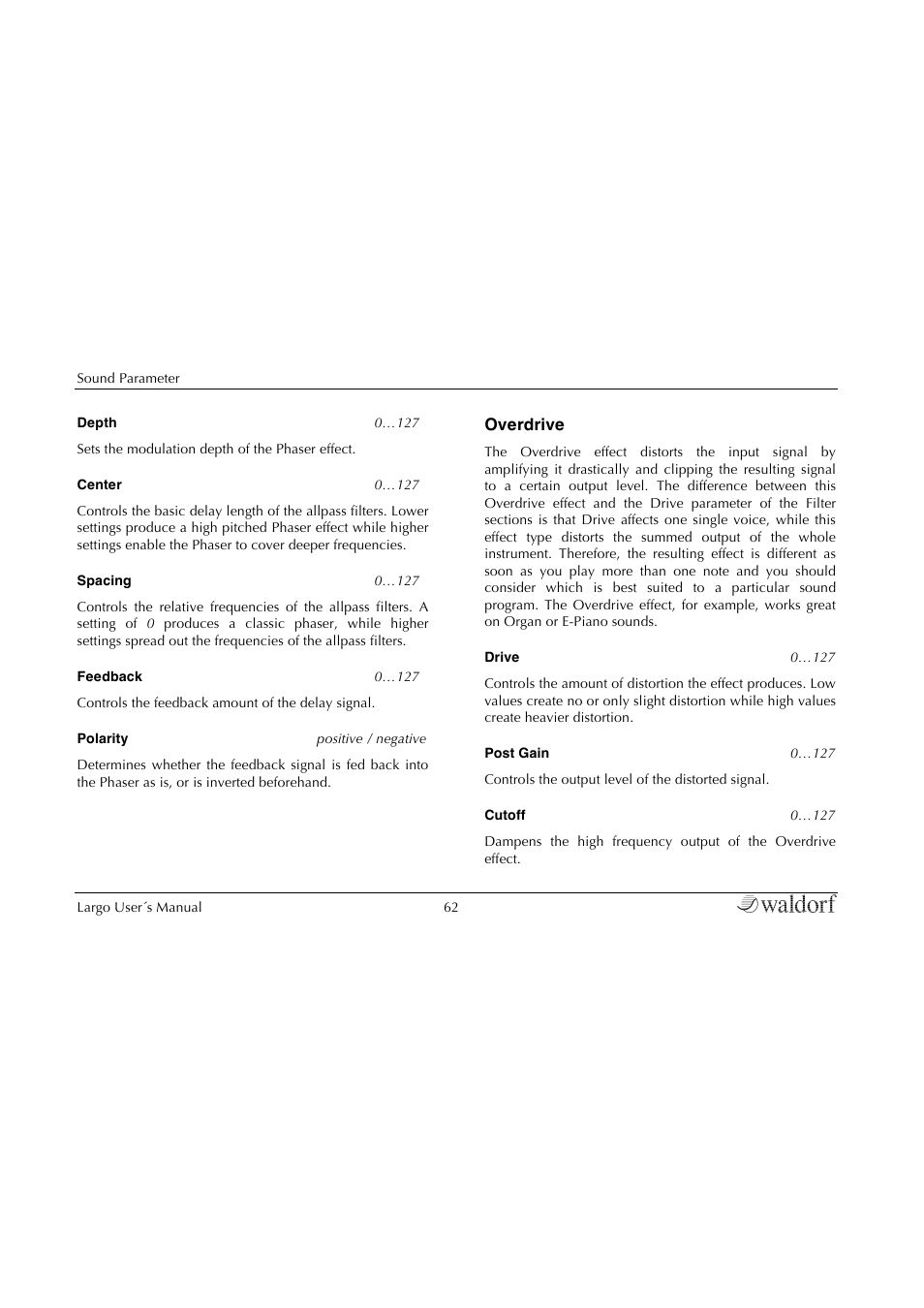 Waldorf Largo User Manual | Page 62 / 99