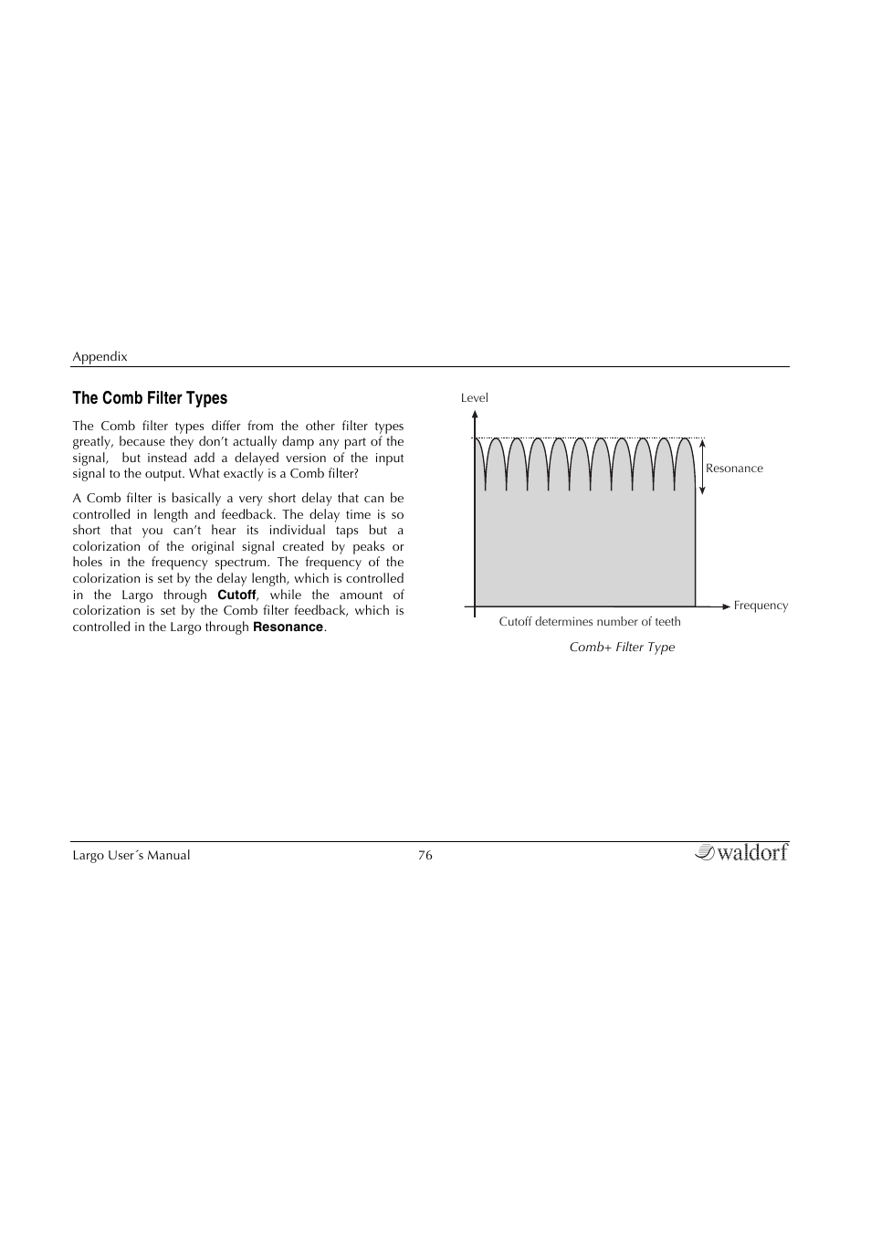 The comb filter types | Waldorf Largo User Manual | Page 76 / 99