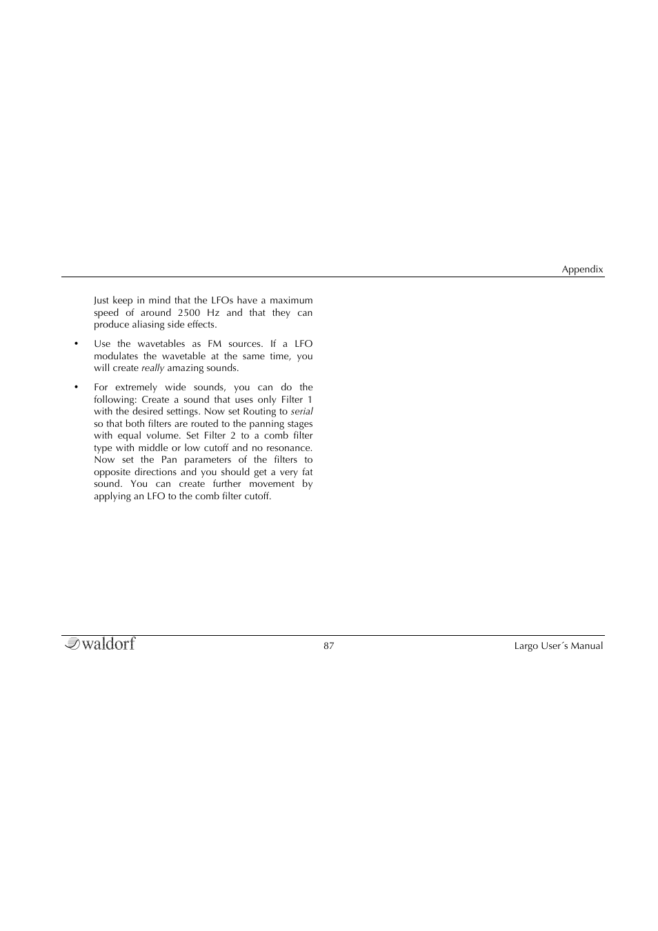 Waldorf Largo User Manual | Page 87 / 99