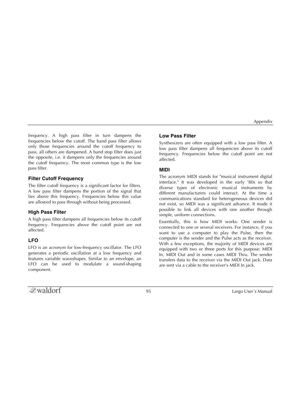 Waldorf Largo User Manual | Page 95 / 99