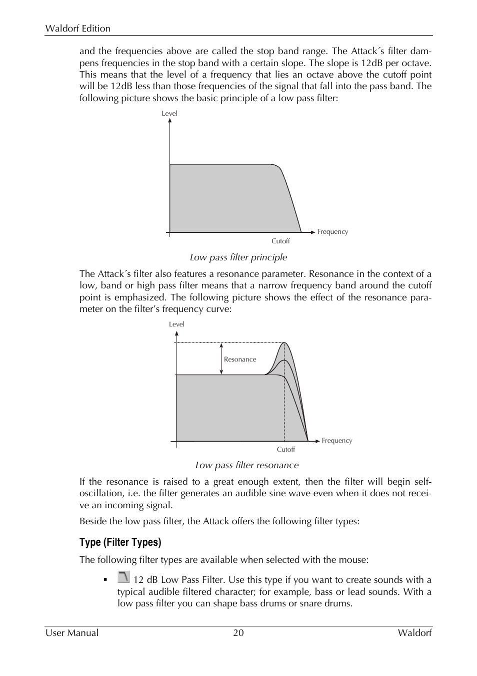Type (filter types) | Waldorf Edition User Manual | Page 20 / 88