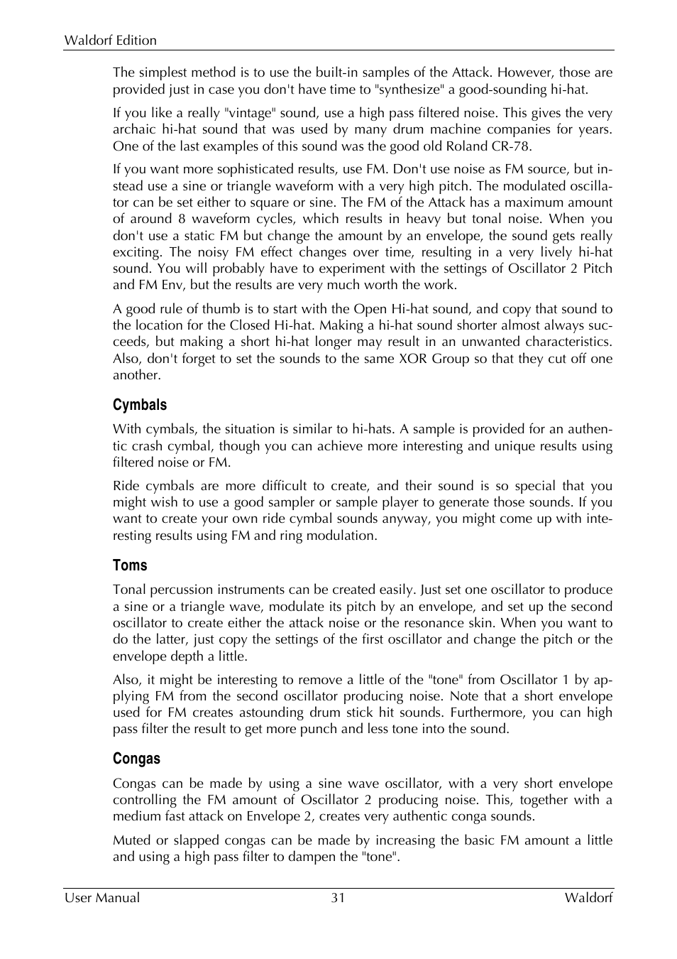 Waldorf Edition User Manual | Page 31 / 88