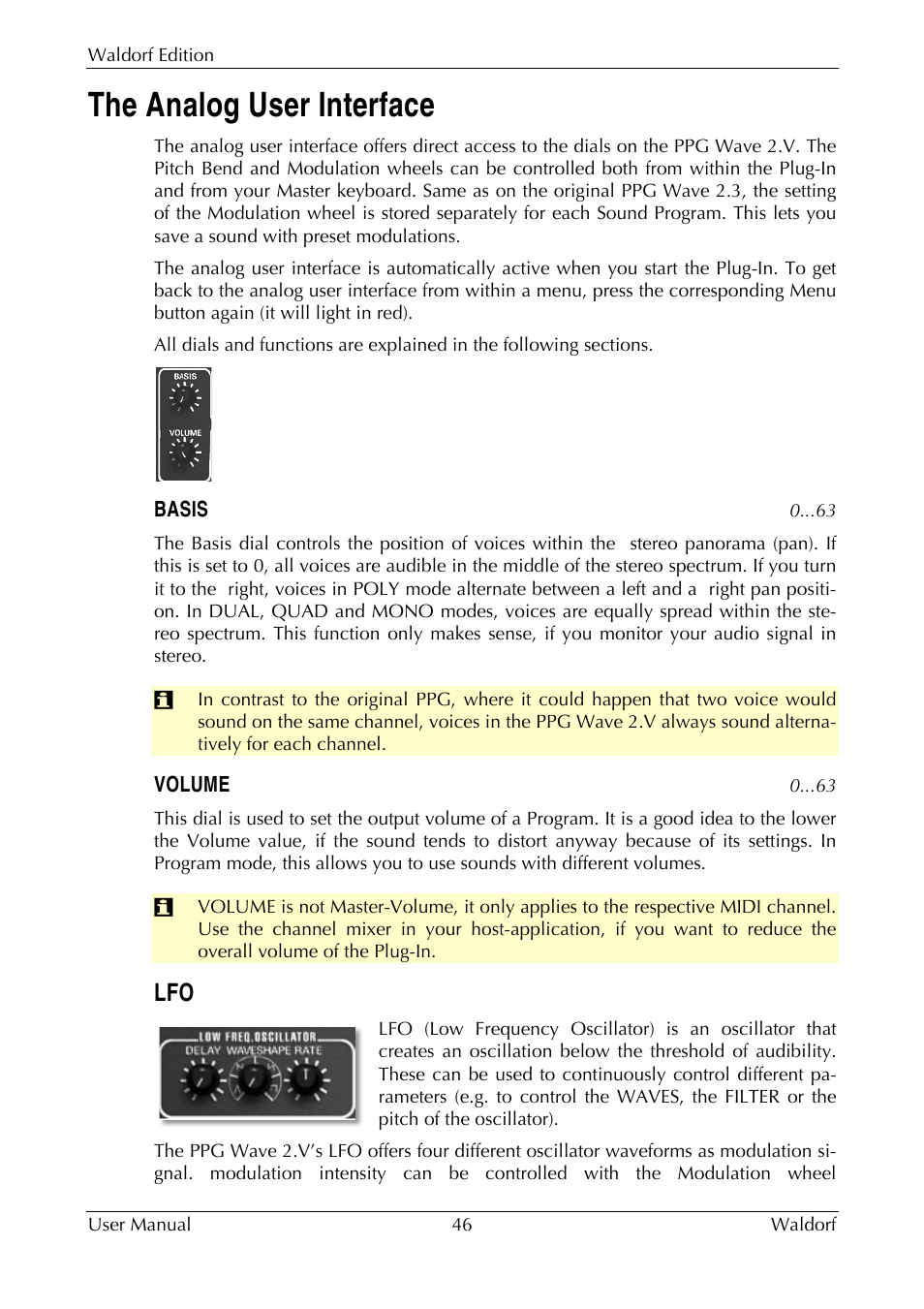 The analog user interface | Waldorf Edition User Manual | Page 46 / 88