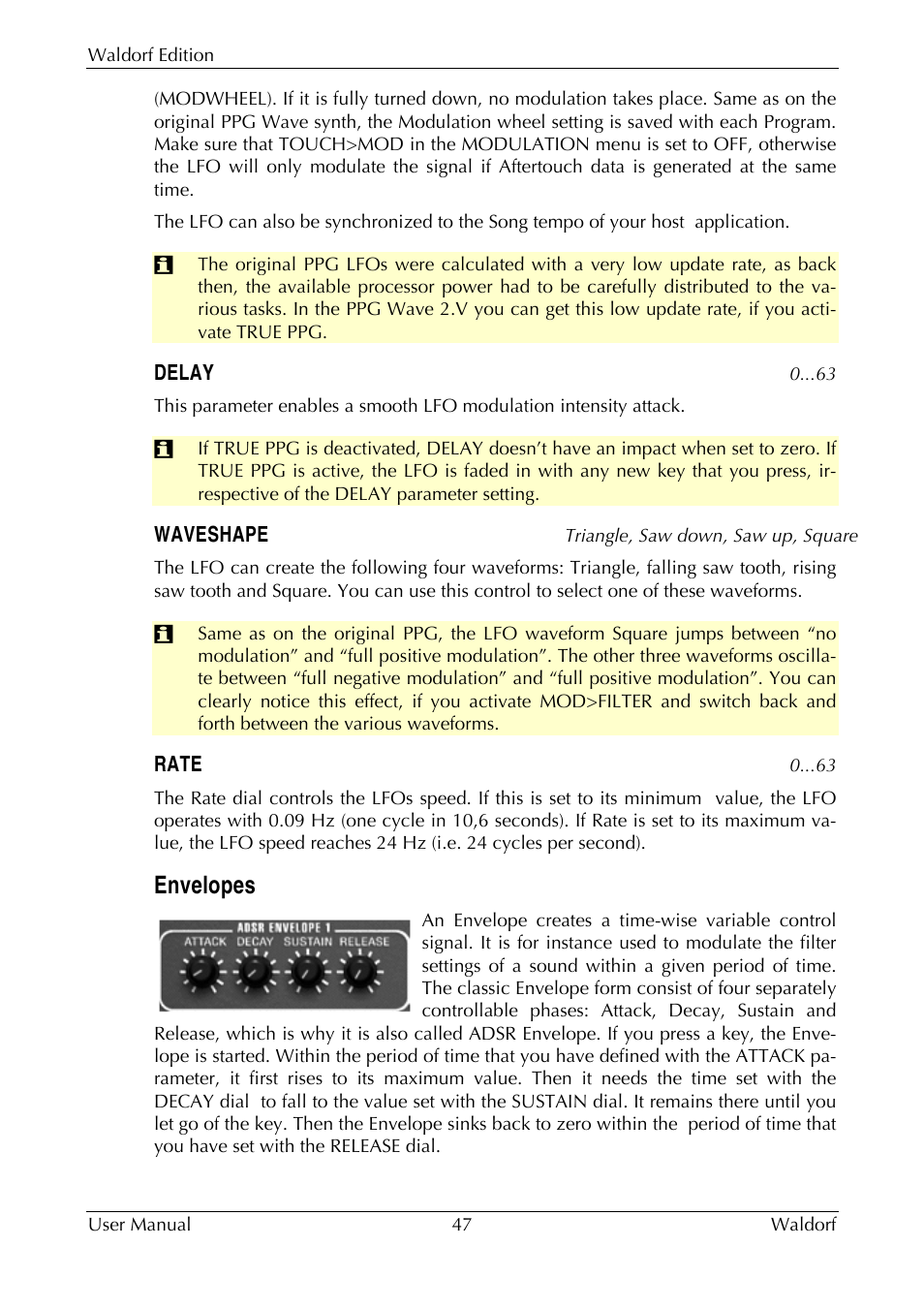 Envelopes | Waldorf Edition User Manual | Page 47 / 88